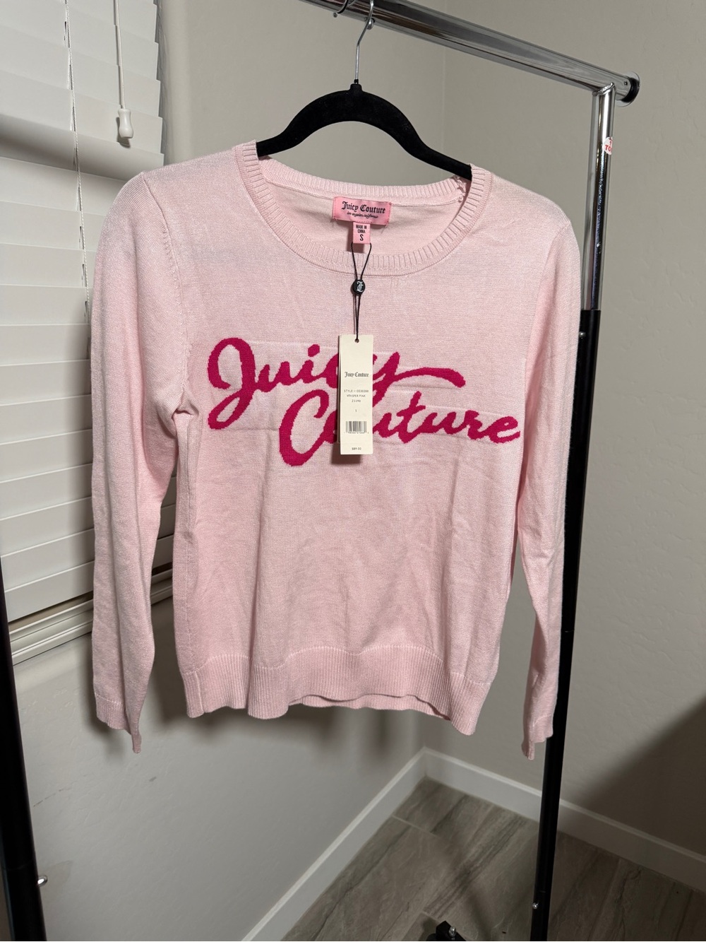 Juicy Couture Light Pink Crewneck Sweater with Hot Pink Logo